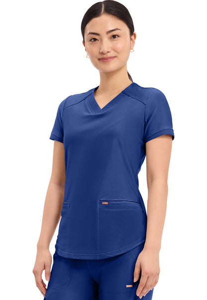 Curved Hemline V-Neck Scrub Top - Galaxy