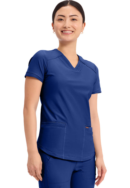 Curved Hemline V-Neck Scrub Top - Galaxy