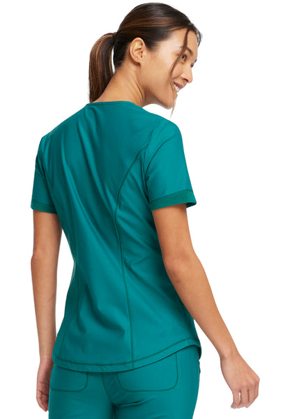 Curved Hemline V-Neck Scrub Top - Hunter Green