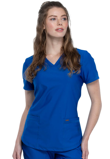 Curved Hemline V-Neck Scrub Top - Royal