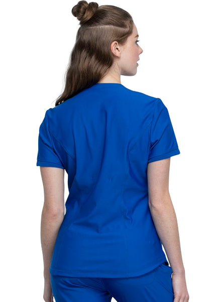 Curved Hemline V-Neck Scrub Top - Royal