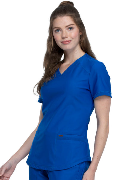 Curved Hemline V-Neck Scrub Top - Royal