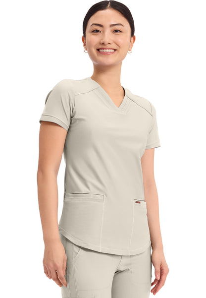 Curved Hemline V-Neck Scrub Top - Summer Sand