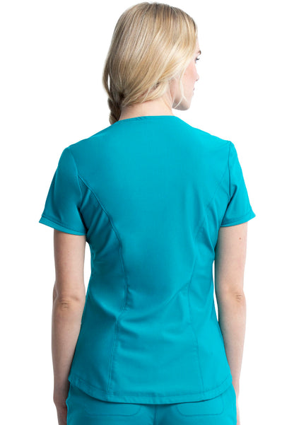 Curved Hemline V-Neck Scrub Top - Teal