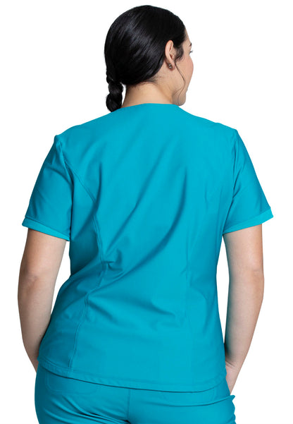 Curved Hemline V-Neck Scrub Top - Teal