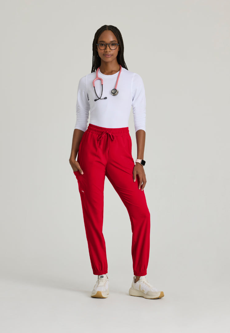 Grey's Anatomy™ Evolve "Terra" 6-Pocket Mid-Rise Cargo Pant - True Red