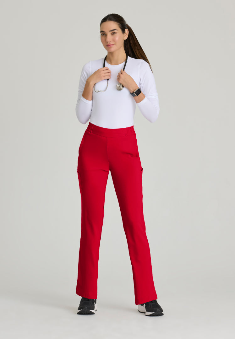 Grey's Anatomy™ Evolve "Cosmo" 6-Pocket Mid-Rise Tapered Leg Pant - True Red