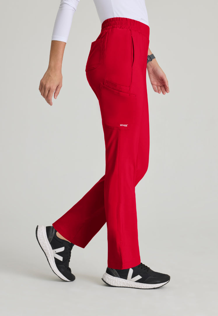 Grey's Anatomy™ Evolve "Cosmo" 6-Pocket Mid-Rise Tapered Leg Pant - True Red