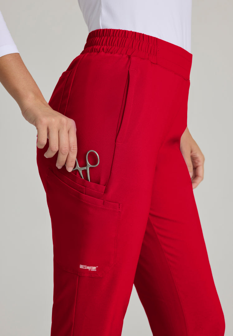 Grey's Anatomy™ Evolve "Cosmo" 6-Pocket Mid-Rise Tapered Leg Pant - True Red