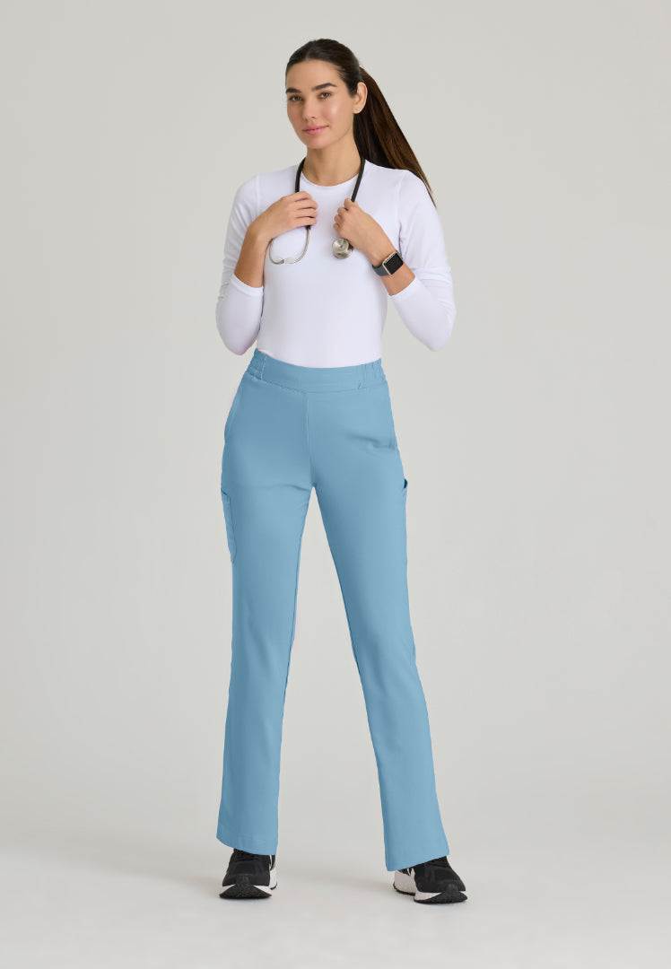 Grey's Anatomy™ Evolve "Cosmo" 6-Pocket Mid-Rise Tapered Leg Pant - Ocean Mist