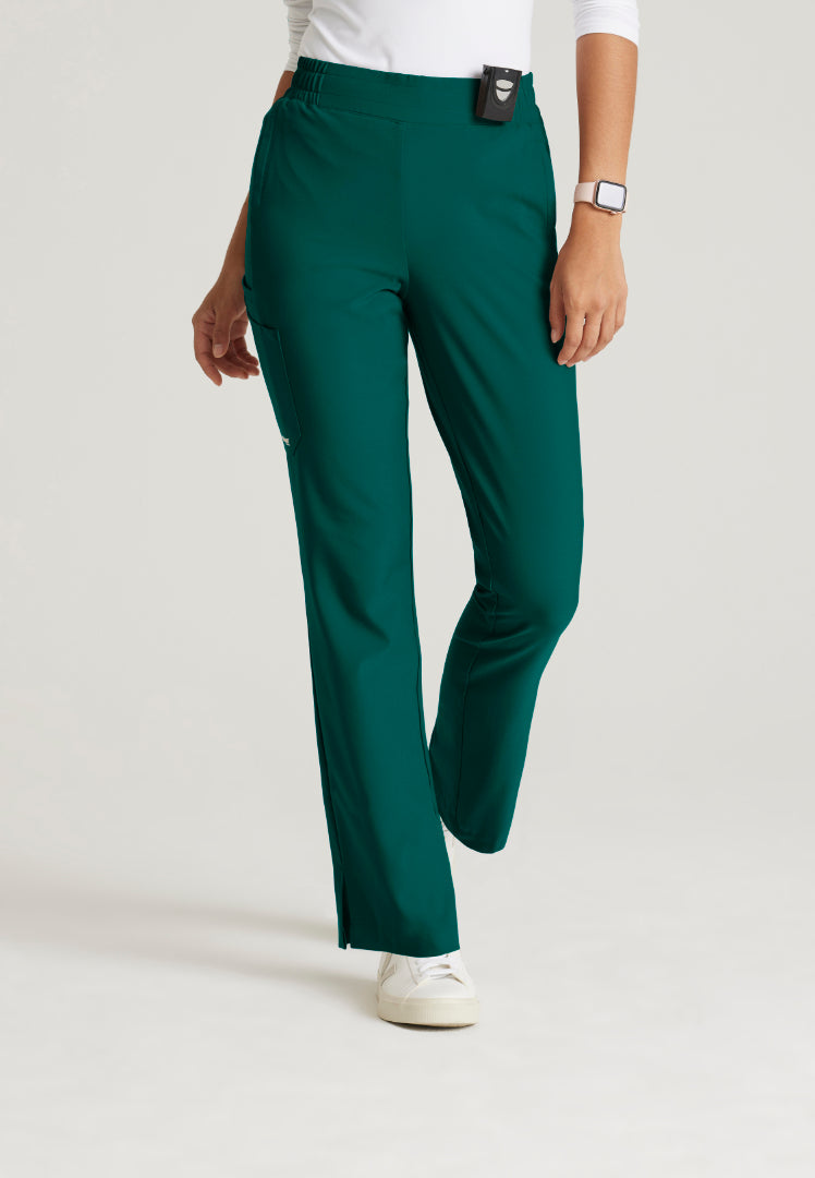 Grey's Anatomy™ Evolve "Cosmo" 6-Pocket Mid-Rise Tapered Leg Pant - Hunter Green