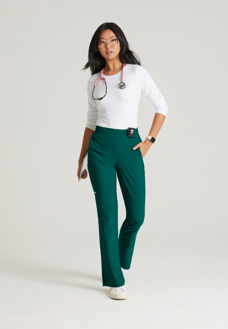 Grey's Anatomy™ Evolve "Cosmo" 6-Pocket Mid-Rise Tapered Leg Pant - Hunter Green