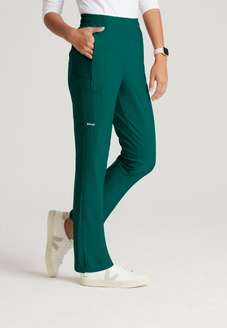 Grey's Anatomy™ Evolve "Cosmo" 6-Pocket Mid-Rise Tapered Leg Pant - Hunter Green