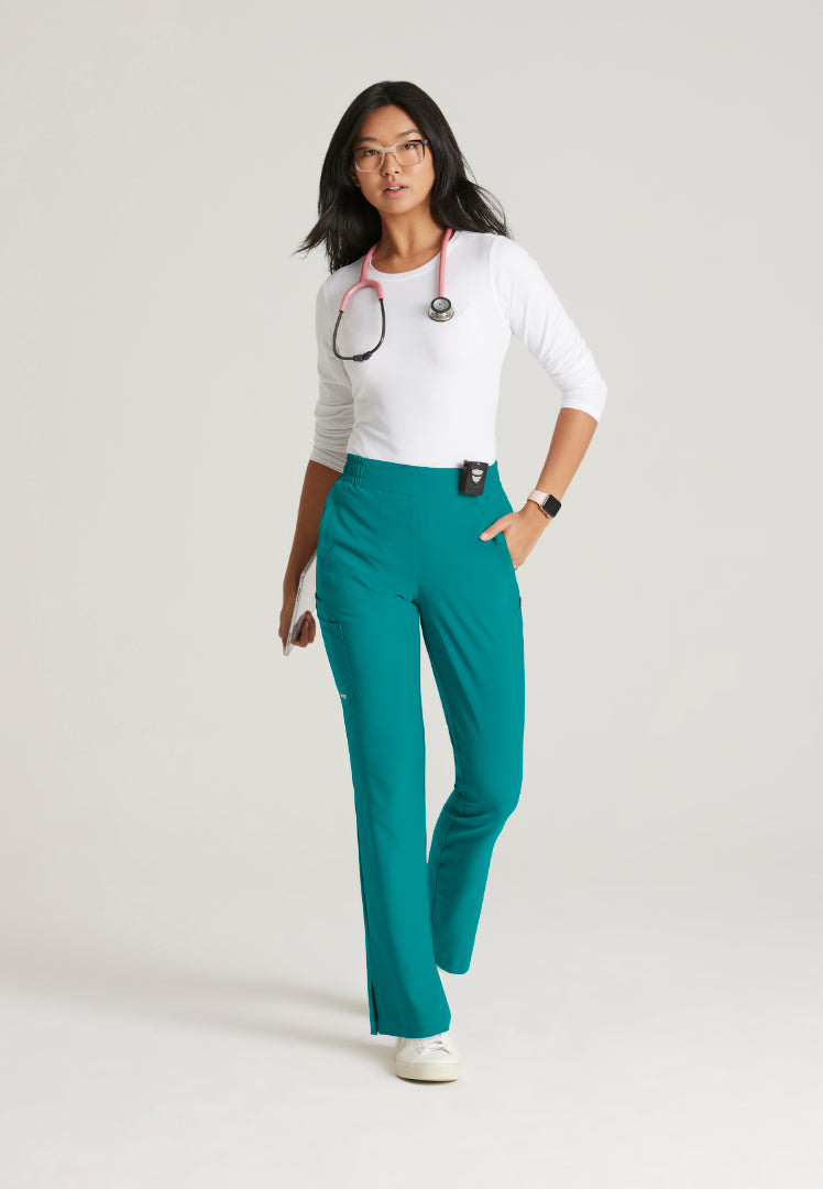 Grey's Anatomy™ Evolve "Cosmo" 6-Pocket Mid-Rise Tapered Leg Pant - Teal