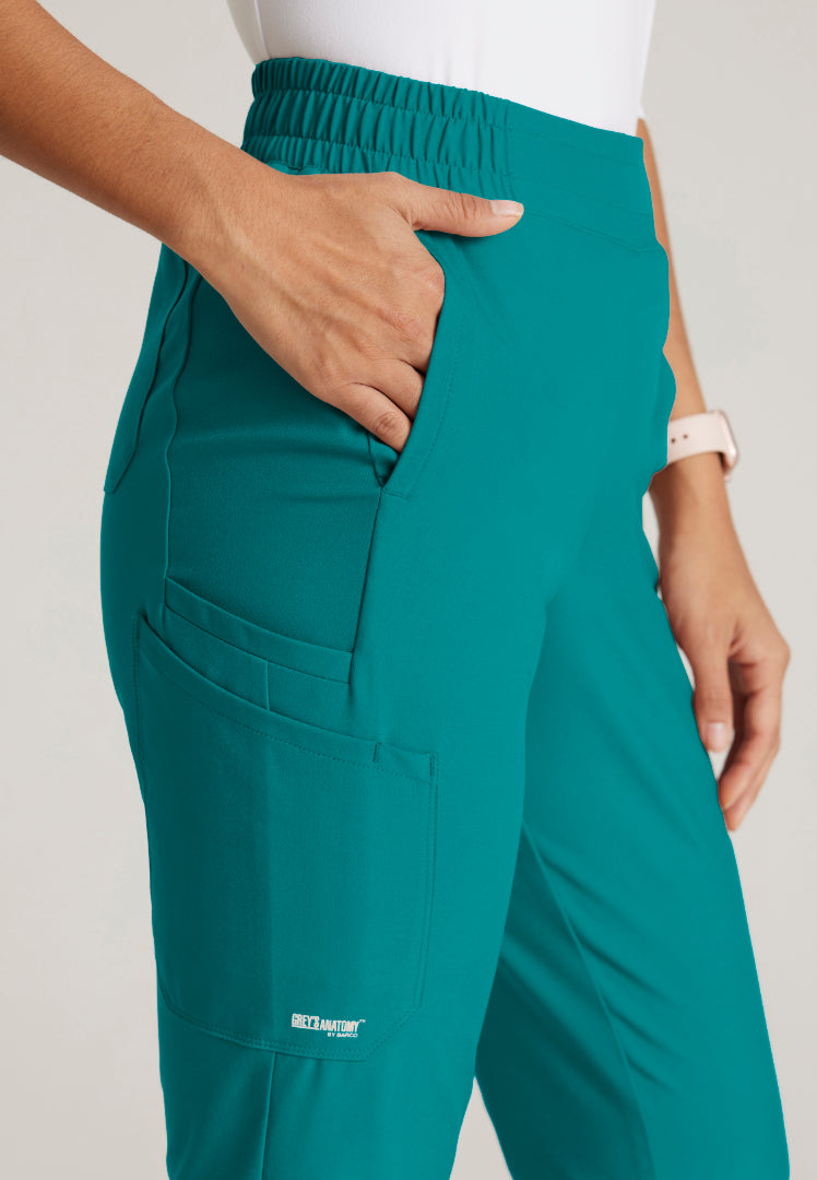 Grey's Anatomy™ Evolve "Cosmo" 6-Pocket Mid-Rise Tapered Leg Pant - Teal