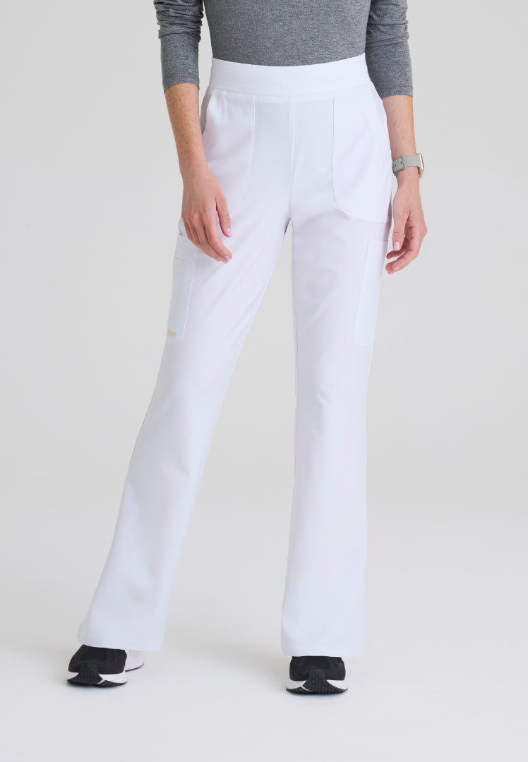 Sky 6-Pocket Flare Leg Scrub Pant - White