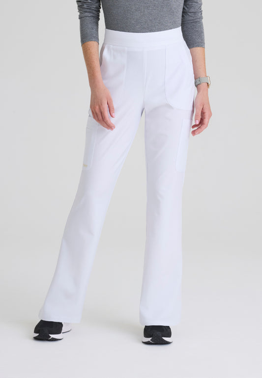 Sky 6-Pocket Flare Leg Scrub Pant - White
