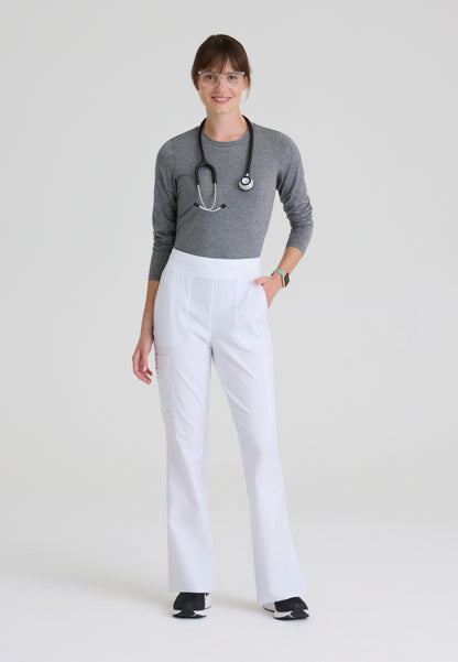 Sky 6-Pocket Flare Leg Scrub Pant - White