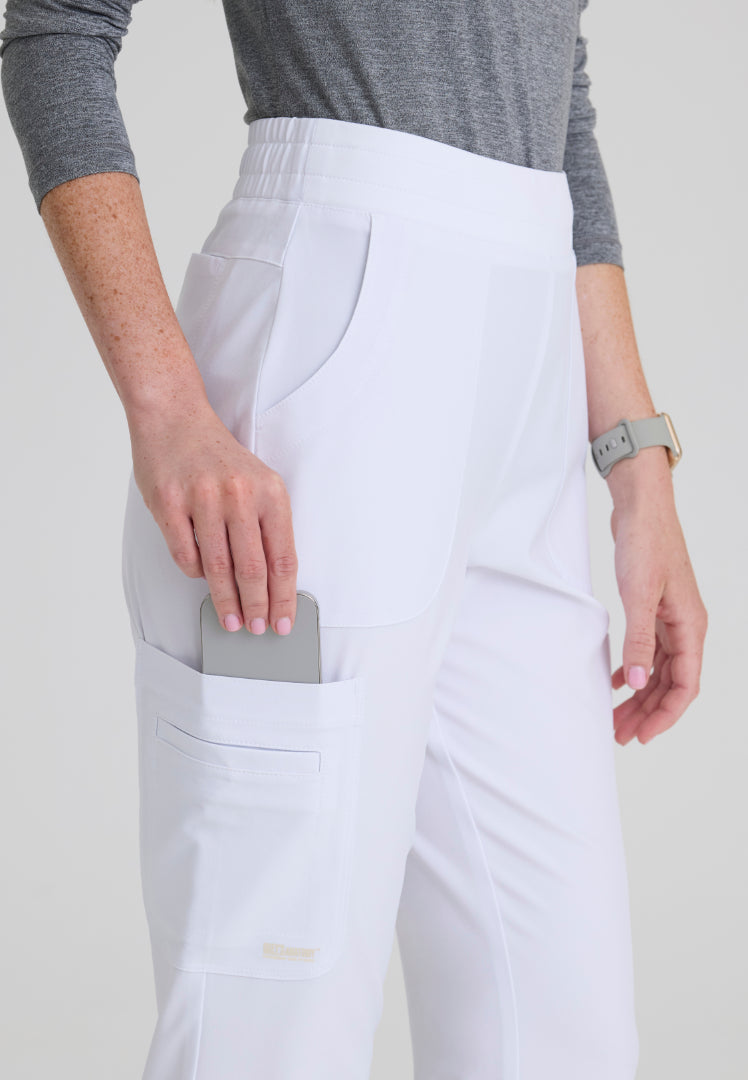 Sky 6-Pocket Flare Leg Scrub Pant - White