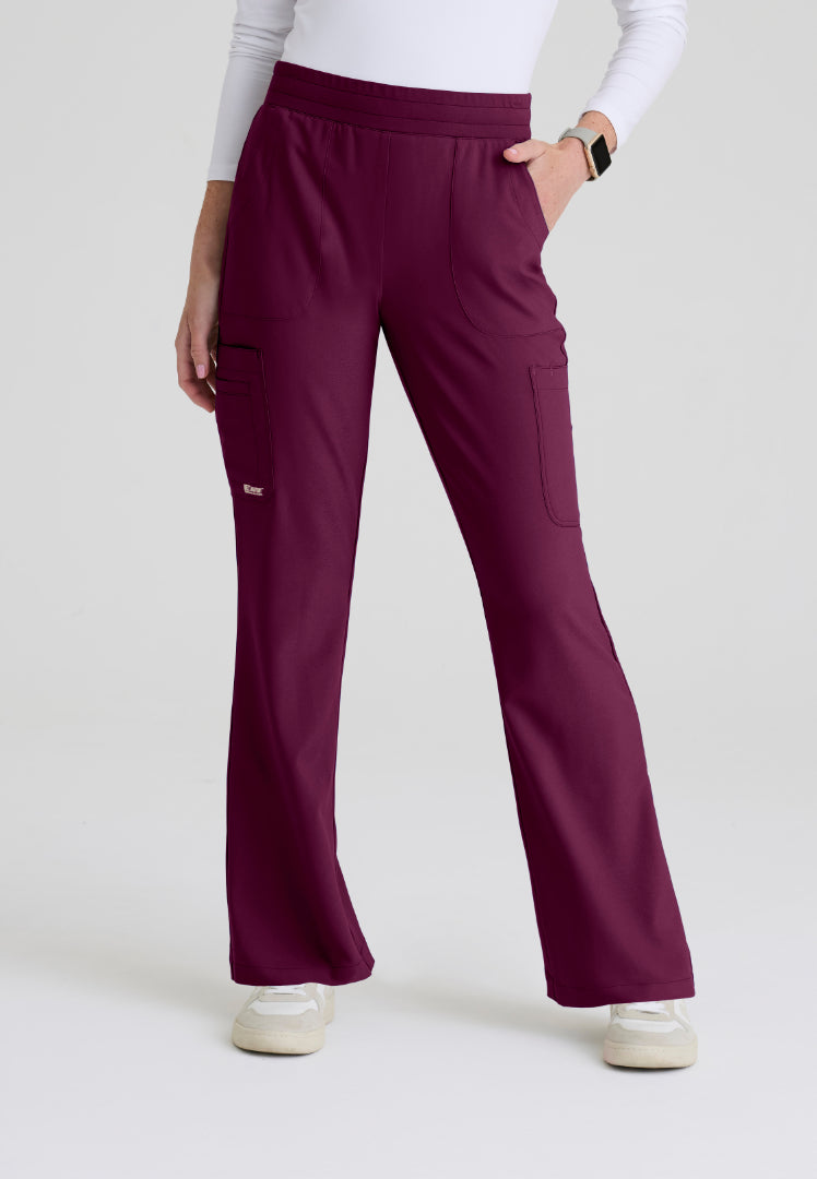 Sky 6-Pocket Flare Leg Scrub Pant - Wine