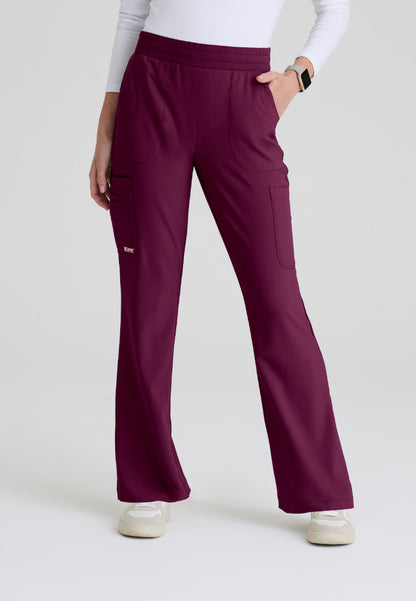 Sky 6-Pocket Flare Leg Scrub Pant - Wine
