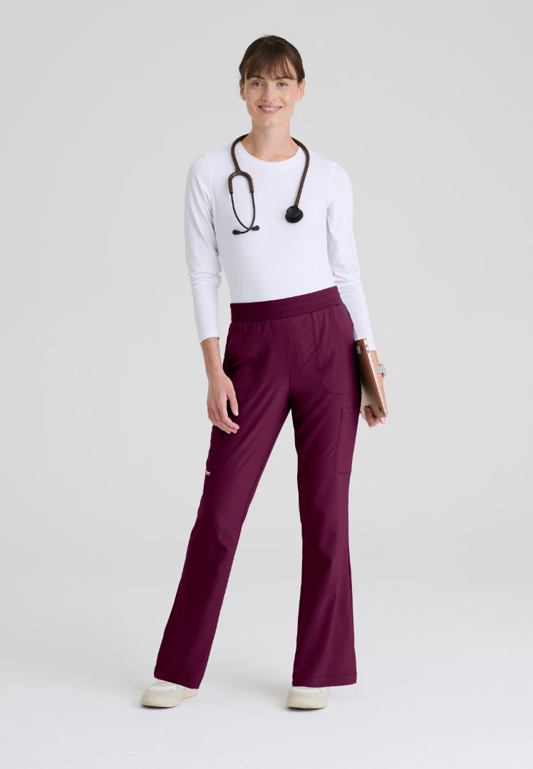 Sky 6-Pocket Flare Leg Scrub Pant - Wine