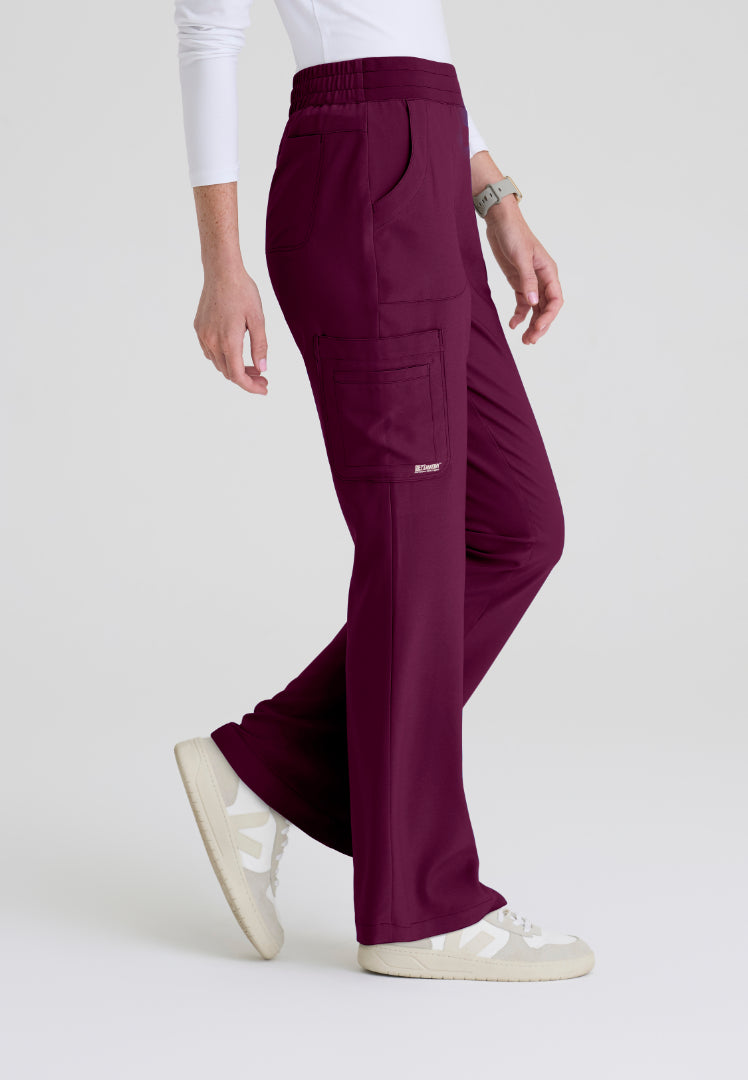 Sky 6-Pocket Flare Leg Scrub Pant - Wine