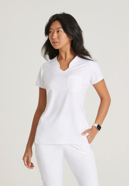 Sway Banded V-Neck Tuck-In Top - White