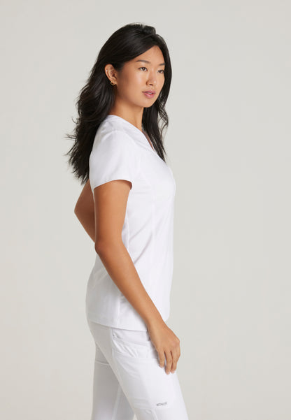 Sway Banded V-Neck Tuck-In Top - White