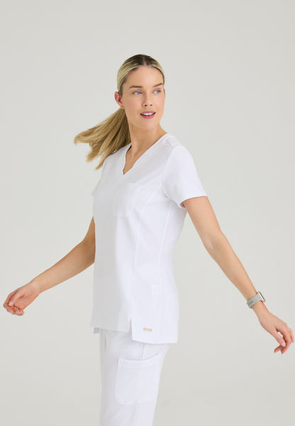 Sway Banded V-Neck Tuck-In Top - White