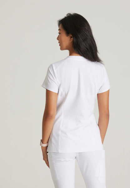 Sway Banded V-Neck Tuck-In Top - White