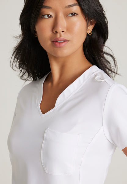 Sway Banded V-Neck Tuck-In Top - White