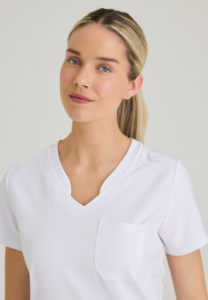 Sway Banded V-Neck Tuck-In Top - White