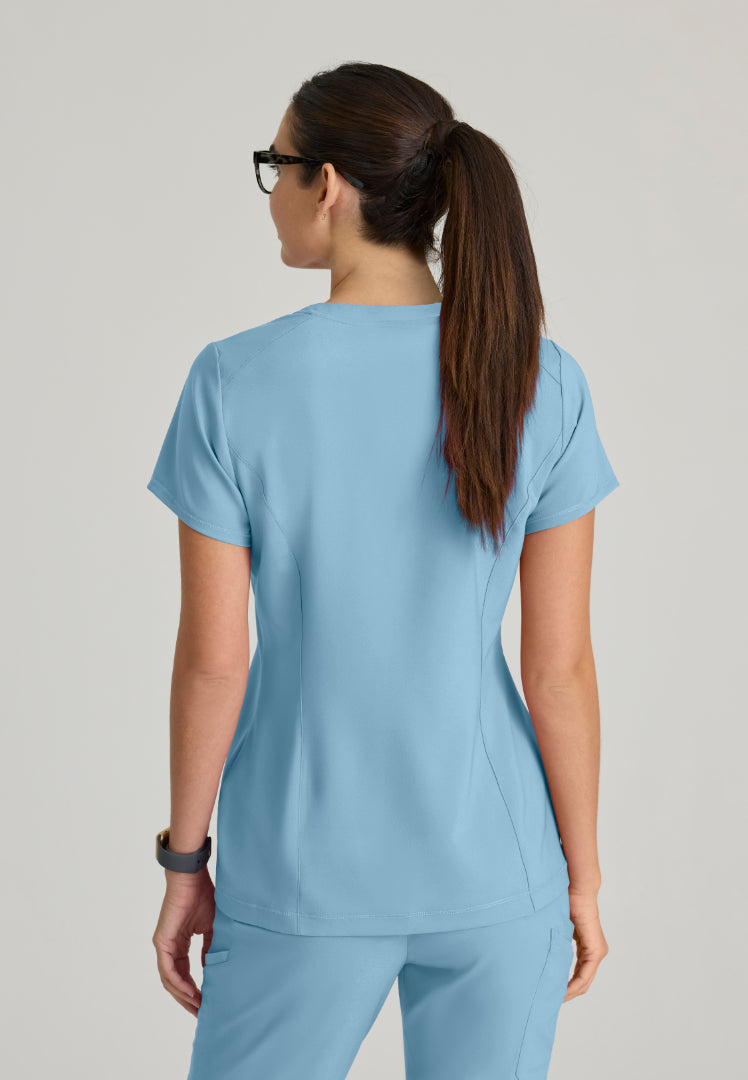 Grey's Anatomy™ Evolve "Sway" Banded V-Neck Tuck-In Top - Ocean Mist