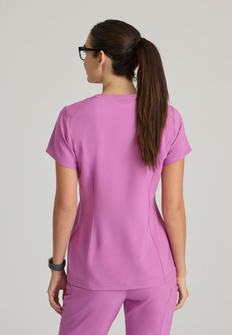 Grey's Anatomy™ Evolve "Sway" Banded V-Neck Tuck-In Top - Twilight Mauve