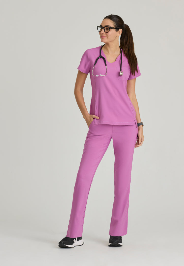 Grey's Anatomy™ Evolve "Cosmo" 6-Pocket Mid-Rise Tapered Leg Pant - Twilight Mauve