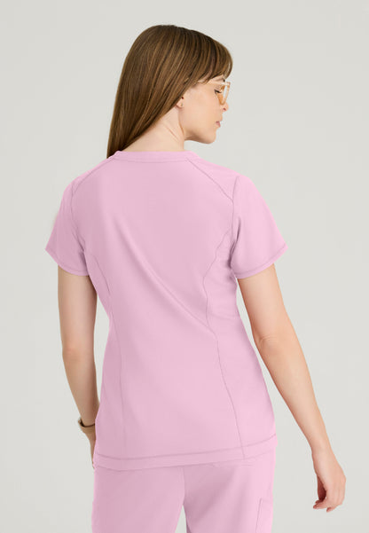 Sway Banded V-Neck Tuck-In Top - Misty Pink