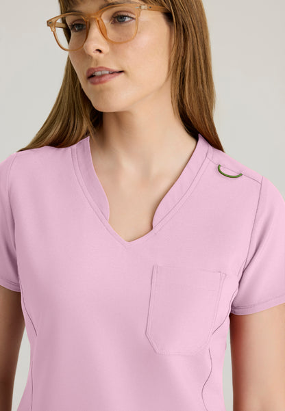 Sway Banded V-Neck Tuck-In Top - Misty Pink