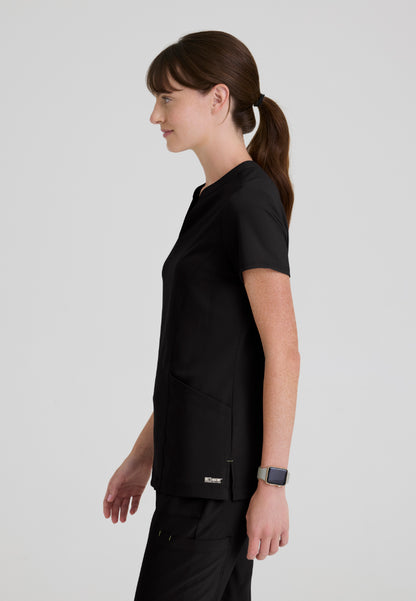 Sky Banded Neck 2-Pocket Top - Black