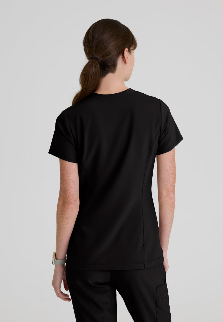 Sky Banded Neck 2-Pocket Top - Black