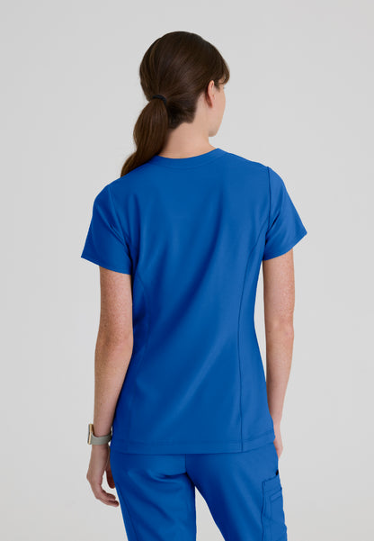 Sky Banded Neck 2-Pocket Top - New Royal