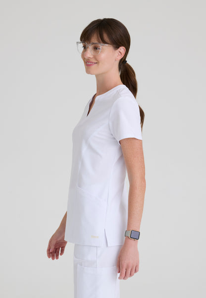 Sky Banded Neck 2-Pocket Top - White