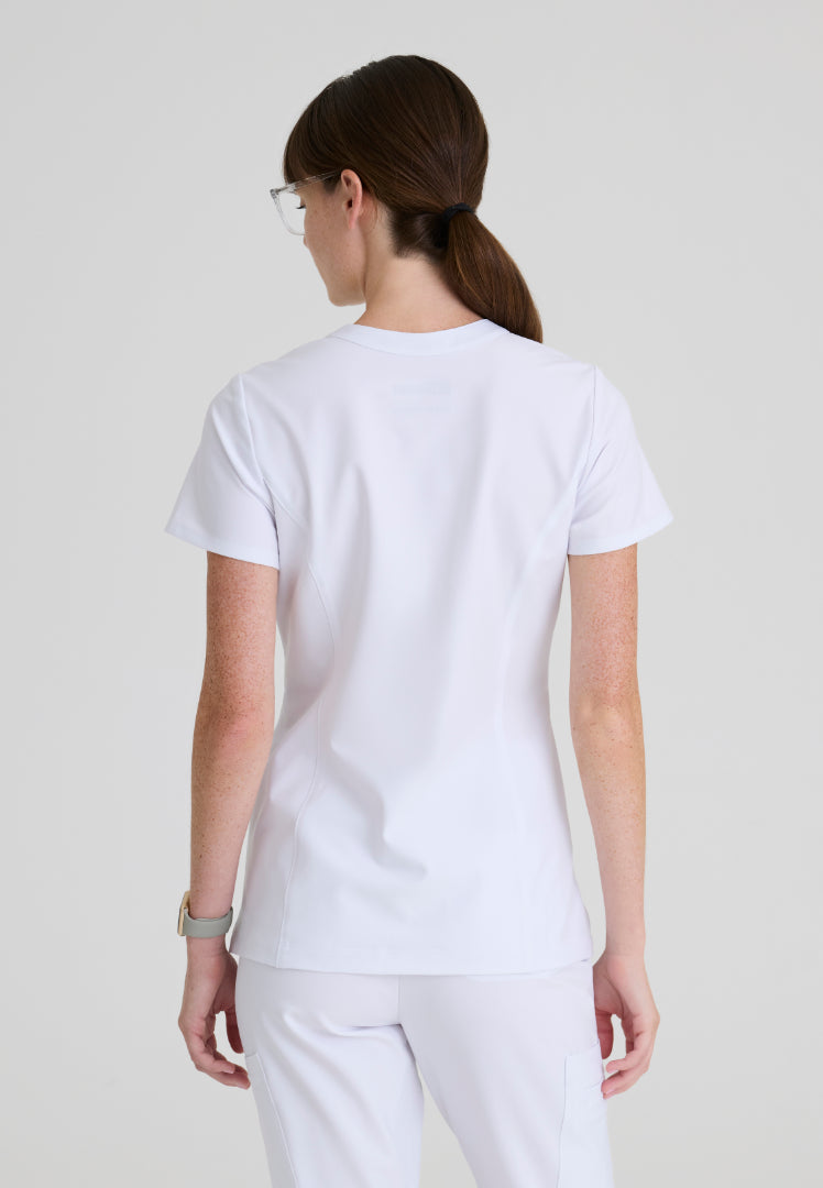 Sky Banded Neck 2-Pocket Top - White