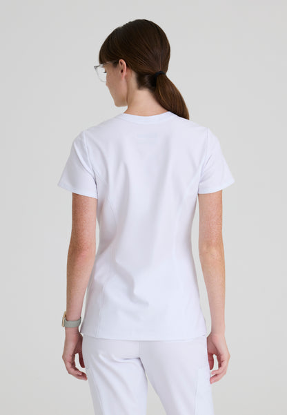 Sky Banded Neck 2-Pocket Top - White