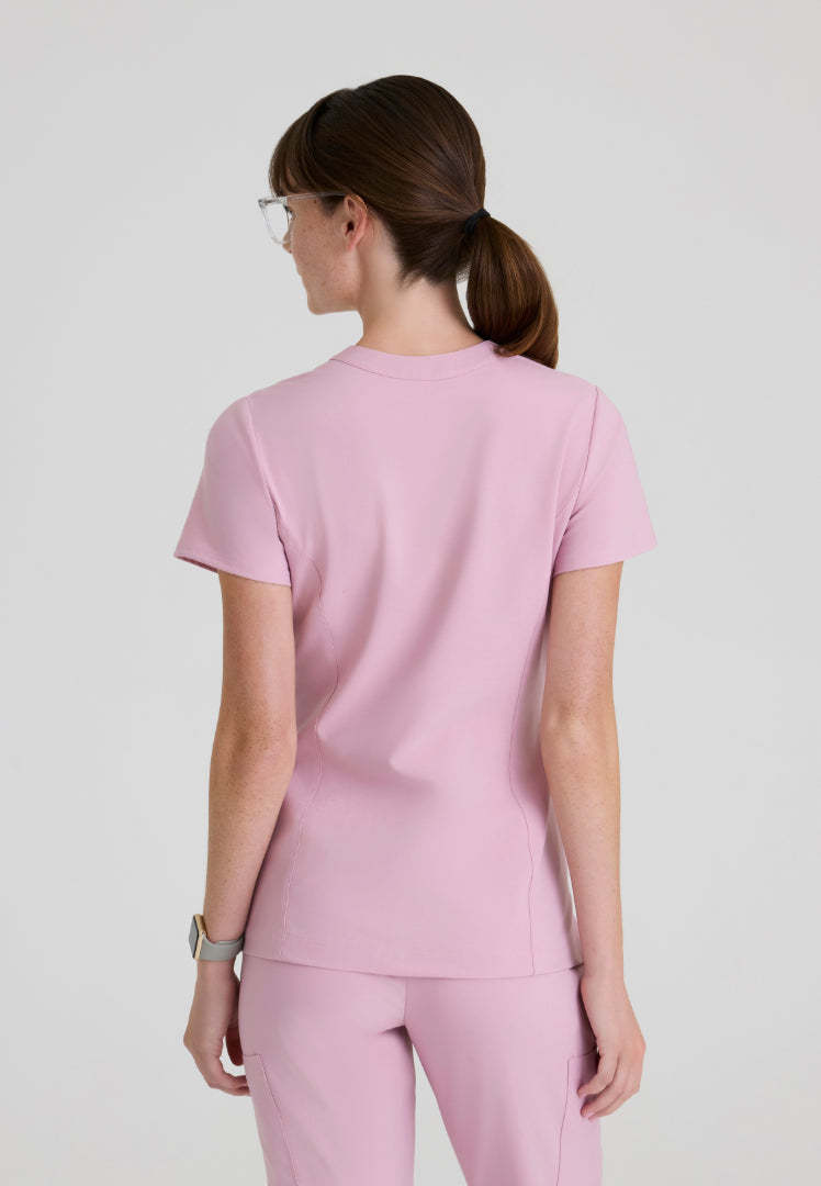 Sky Banded Neck 2-Pocket Top - Misty Pink