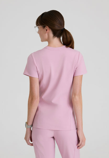 Sky Banded Neck 2-Pocket Top - Misty Pink