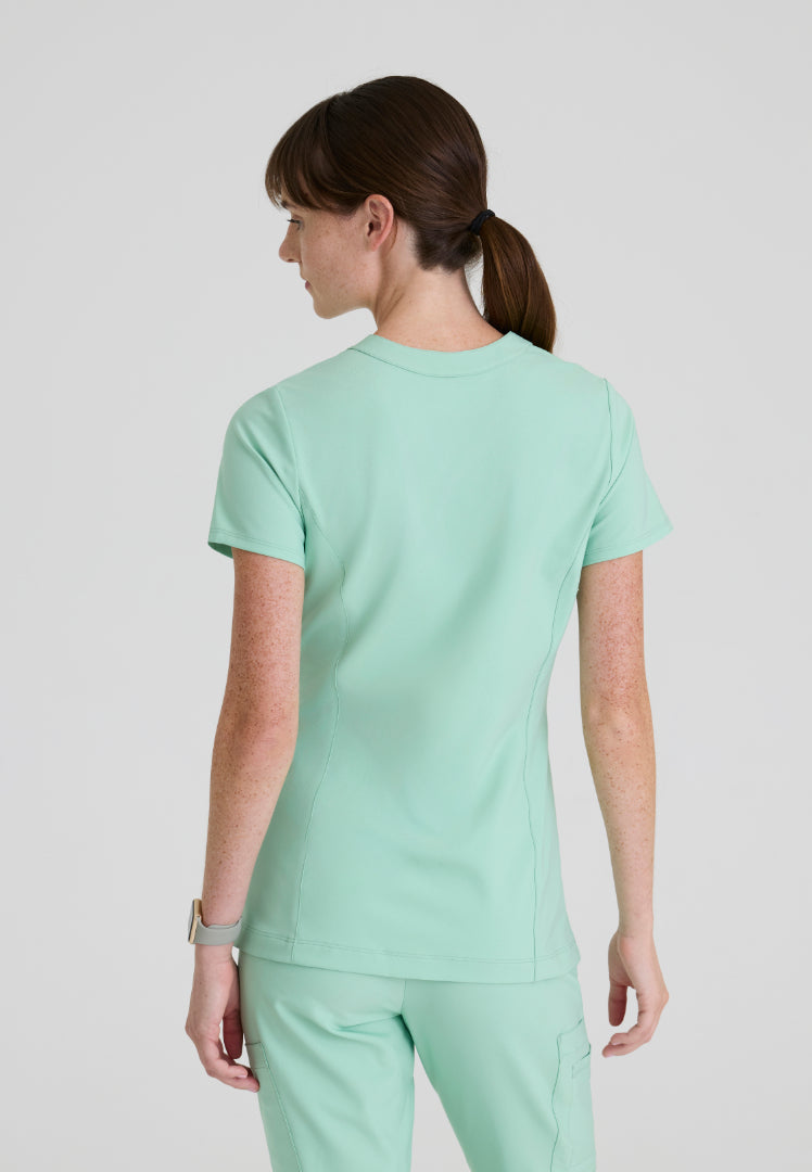 Sky Banded Neck 2-Pocket Top - Soft Melon