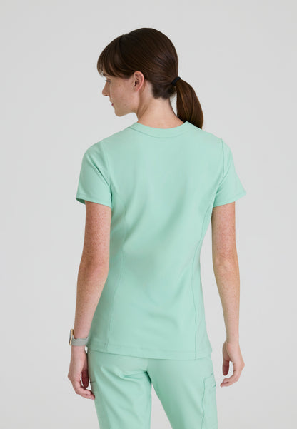 Sky Banded Neck 2-Pocket Top - Soft Melon