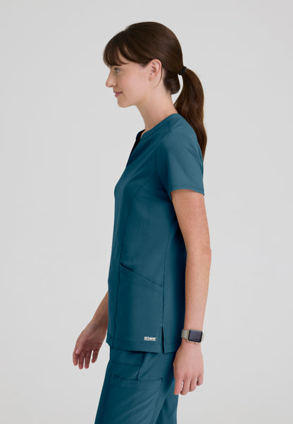 Sky Banded Neck 2-Pocket Top - Bahama