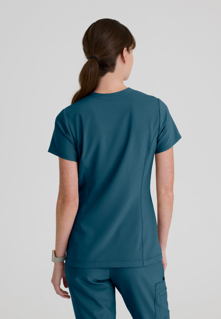 Sky Banded Neck 2-Pocket Top - Bahama